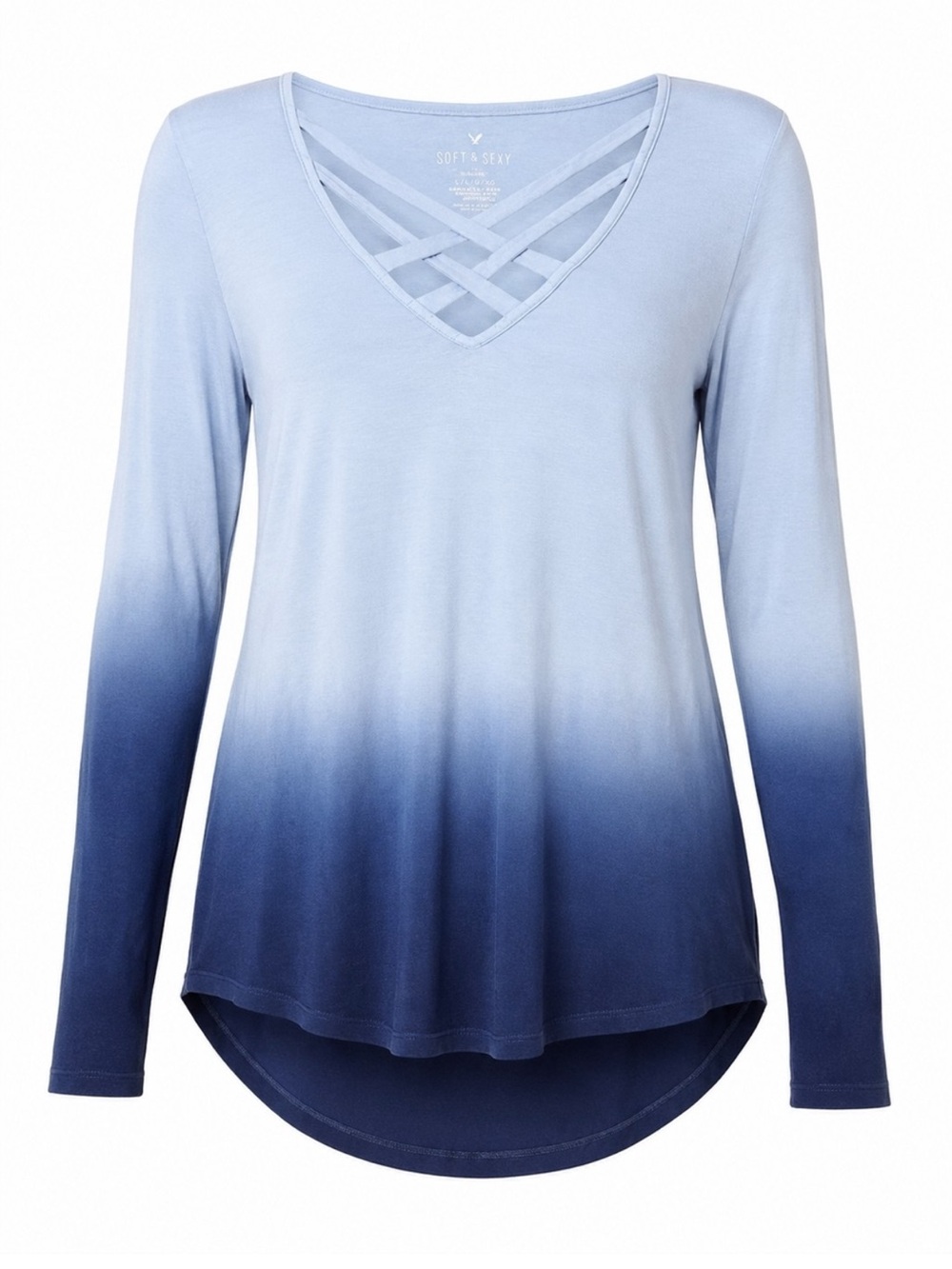 American Eagle Blue Ombre Long Sleeve Top